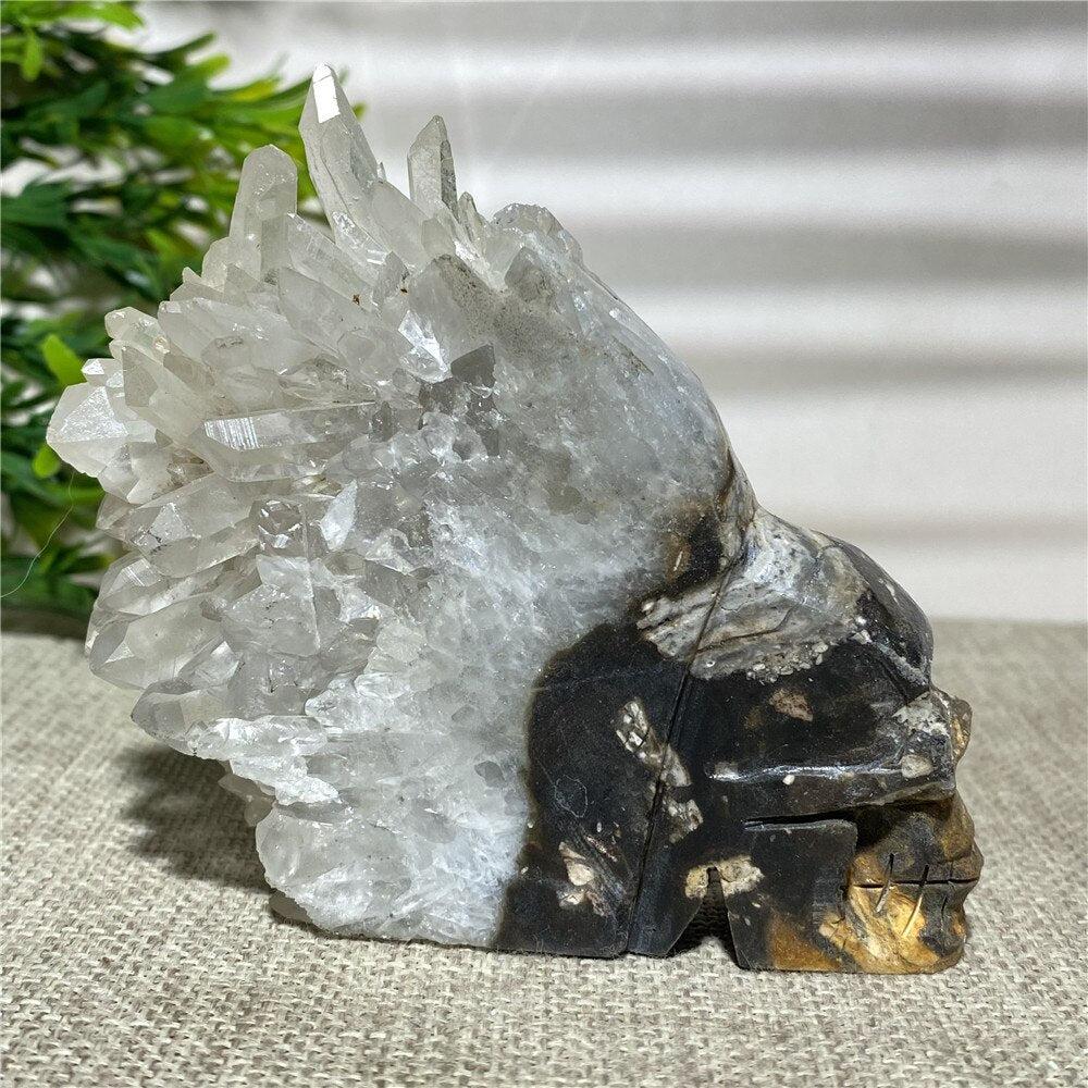 Quartz Crystal Cluster Skull