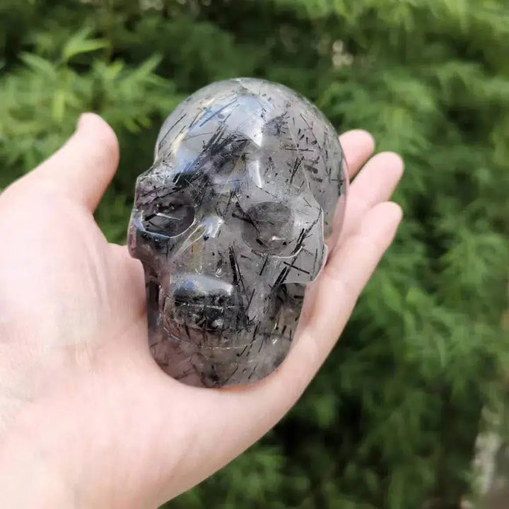 Rutilated Quartz Skull Hand Carved