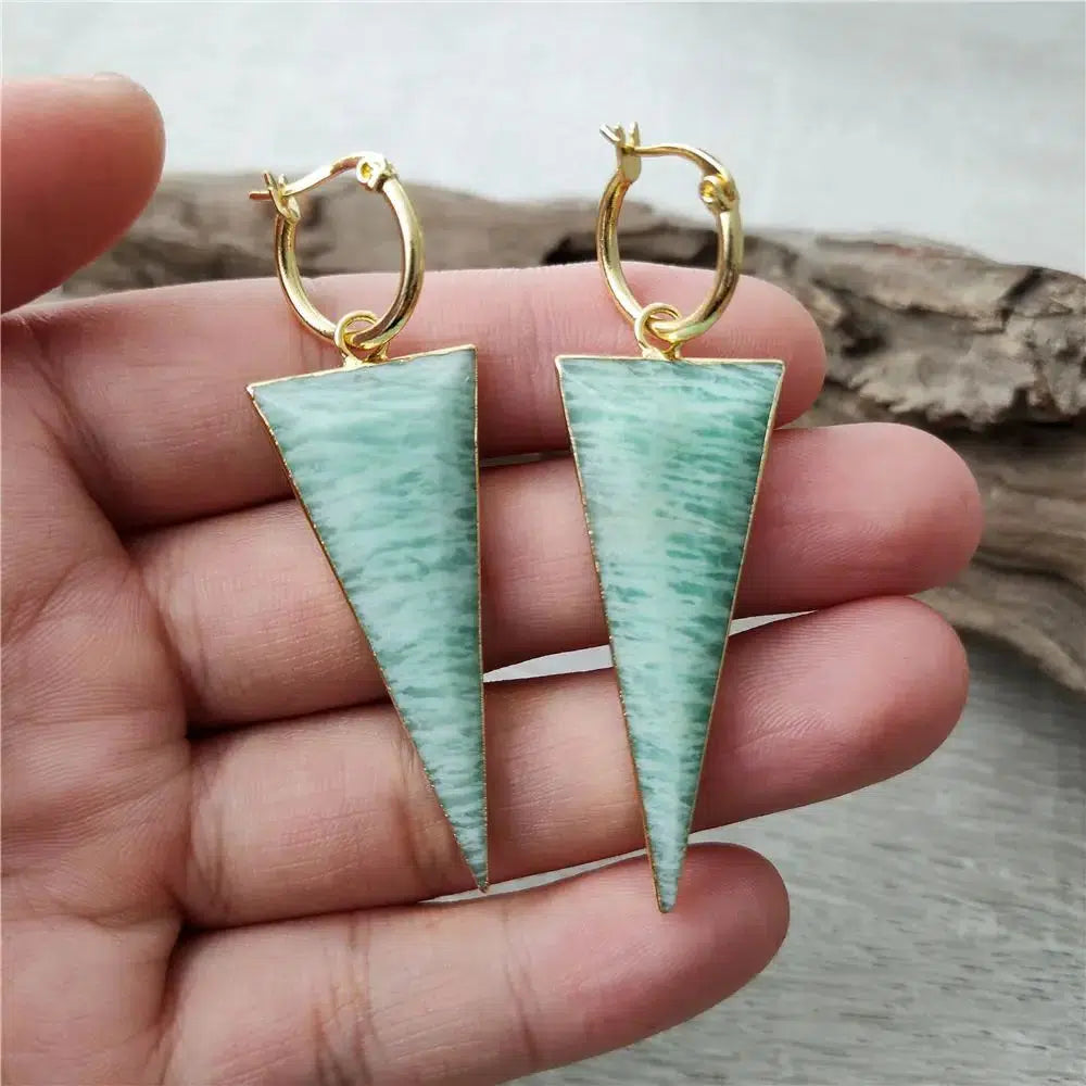 Amazonite Triangle Shaped Earrings