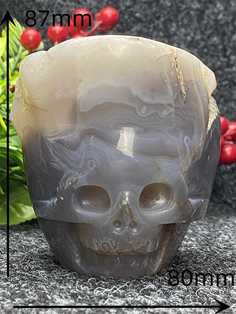 Agate Geode Skull Carving