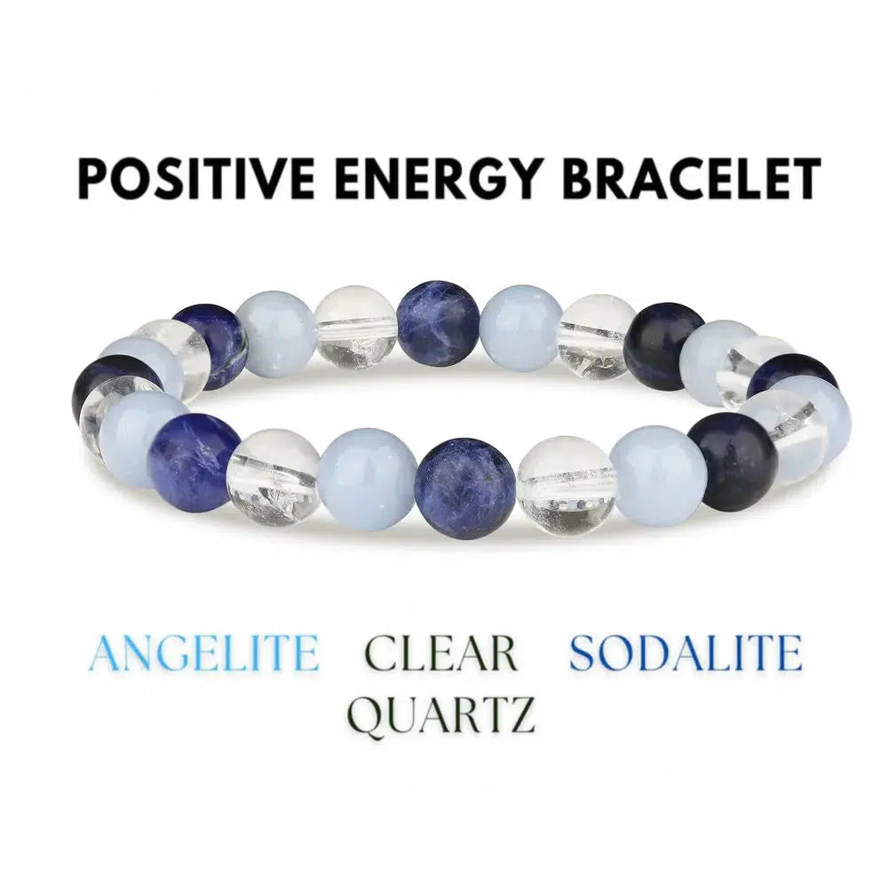 Clear Quartz, Angelite, Sodalite 8 mm Round Bracelet