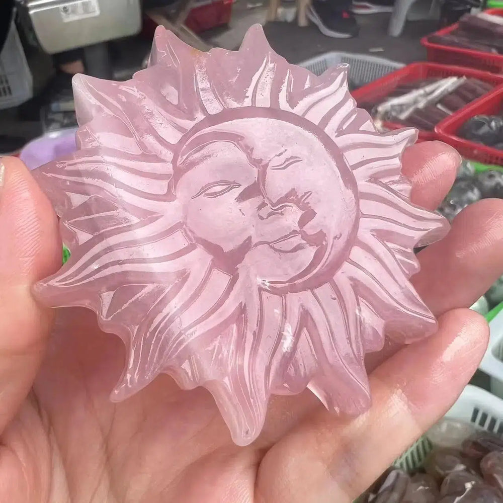 Rose Quartz Sun Moon Lovers Carving