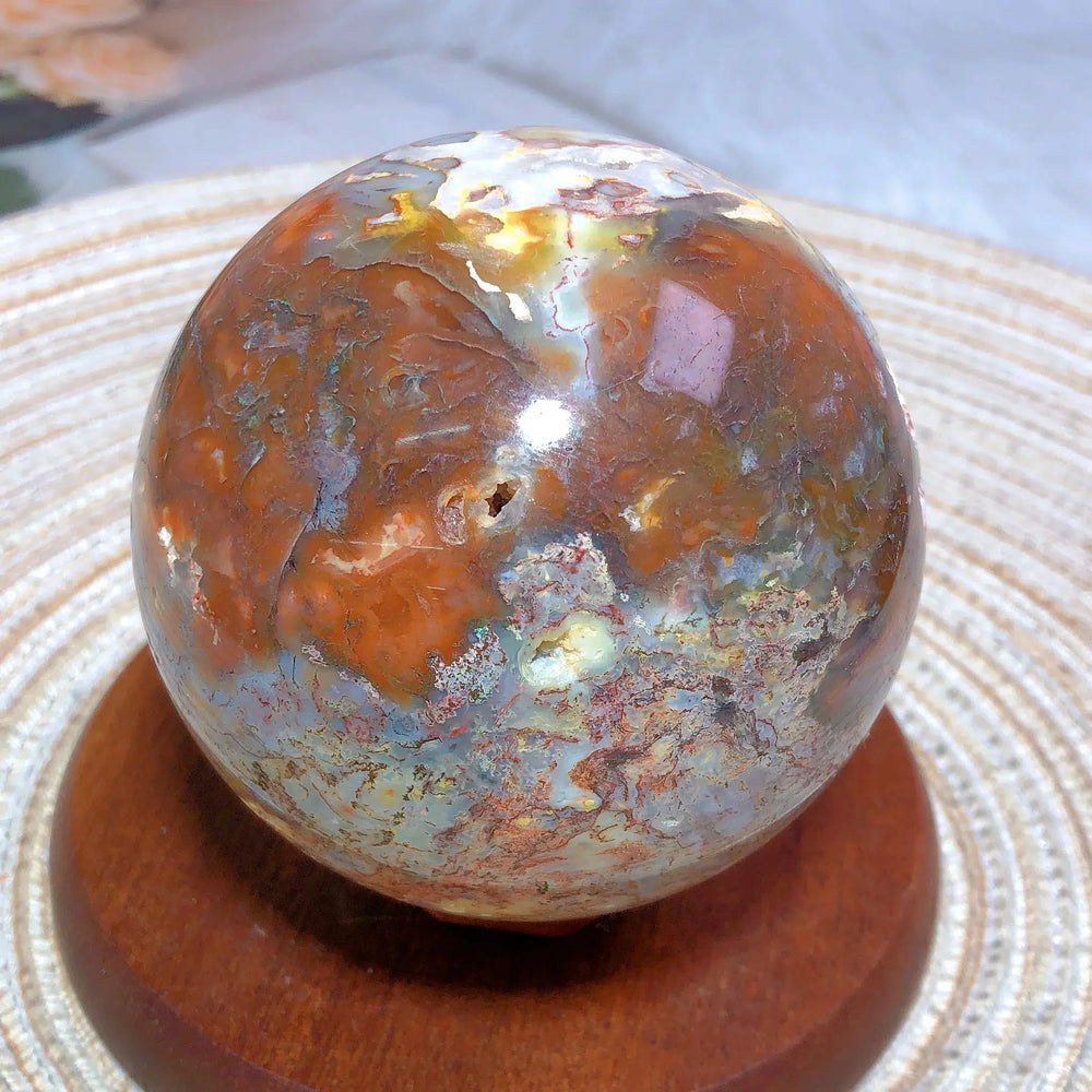 Red Moss Agate Druzy Sphere