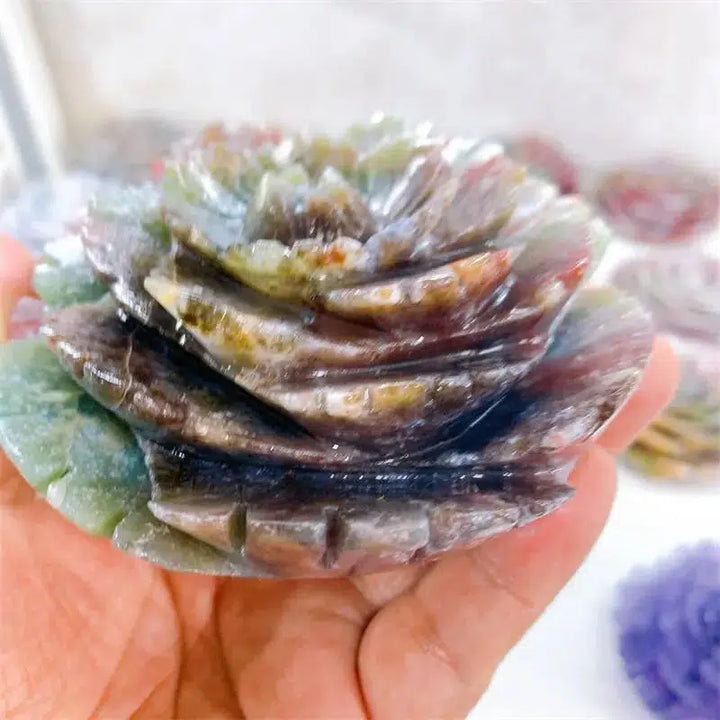 Ocean Jasper Flower Crystal Carving
