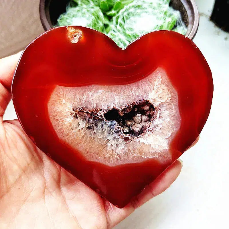 Carnelian Geode Agate Heart