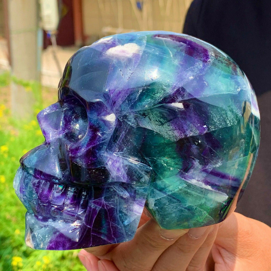 Fluorite Crystal Hand Carved Skull