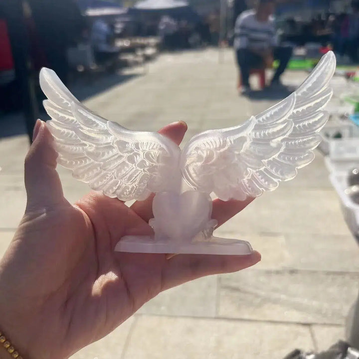 Selenite Angel Wings Carving