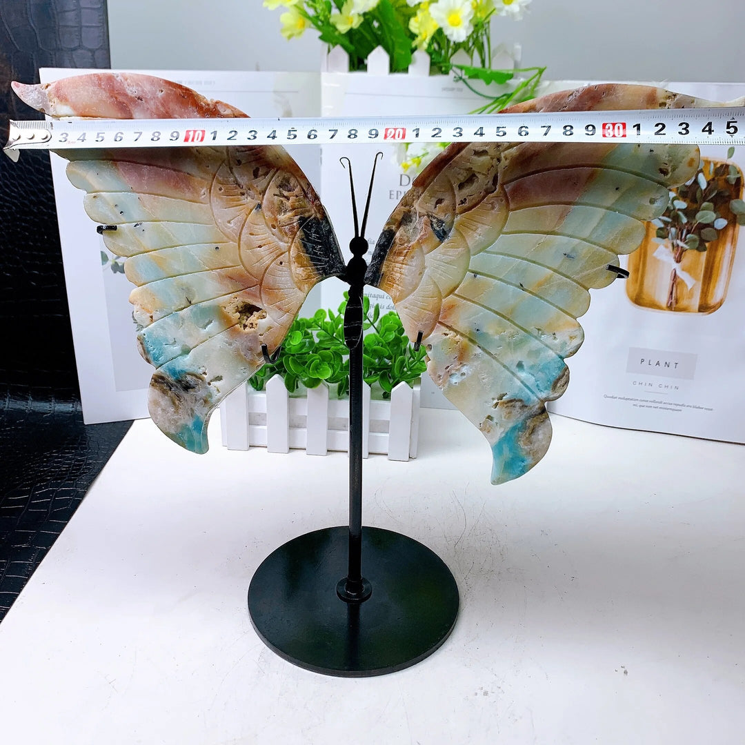 Amazonite Hand Carved Butterfly Wings