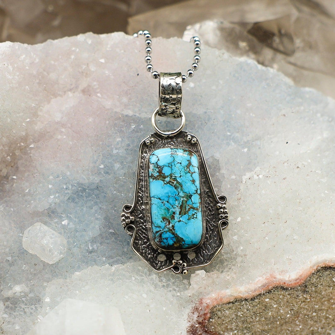 Turquoise On 925 Silver Pendant - 2.35"