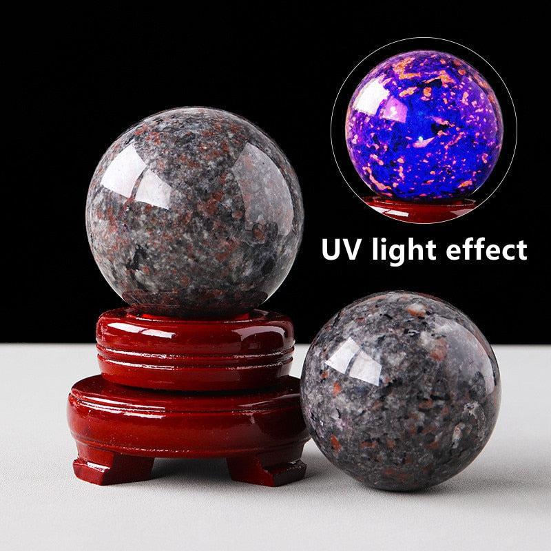 Yooperlite 'Fire Stone' UV Reactive Sphere