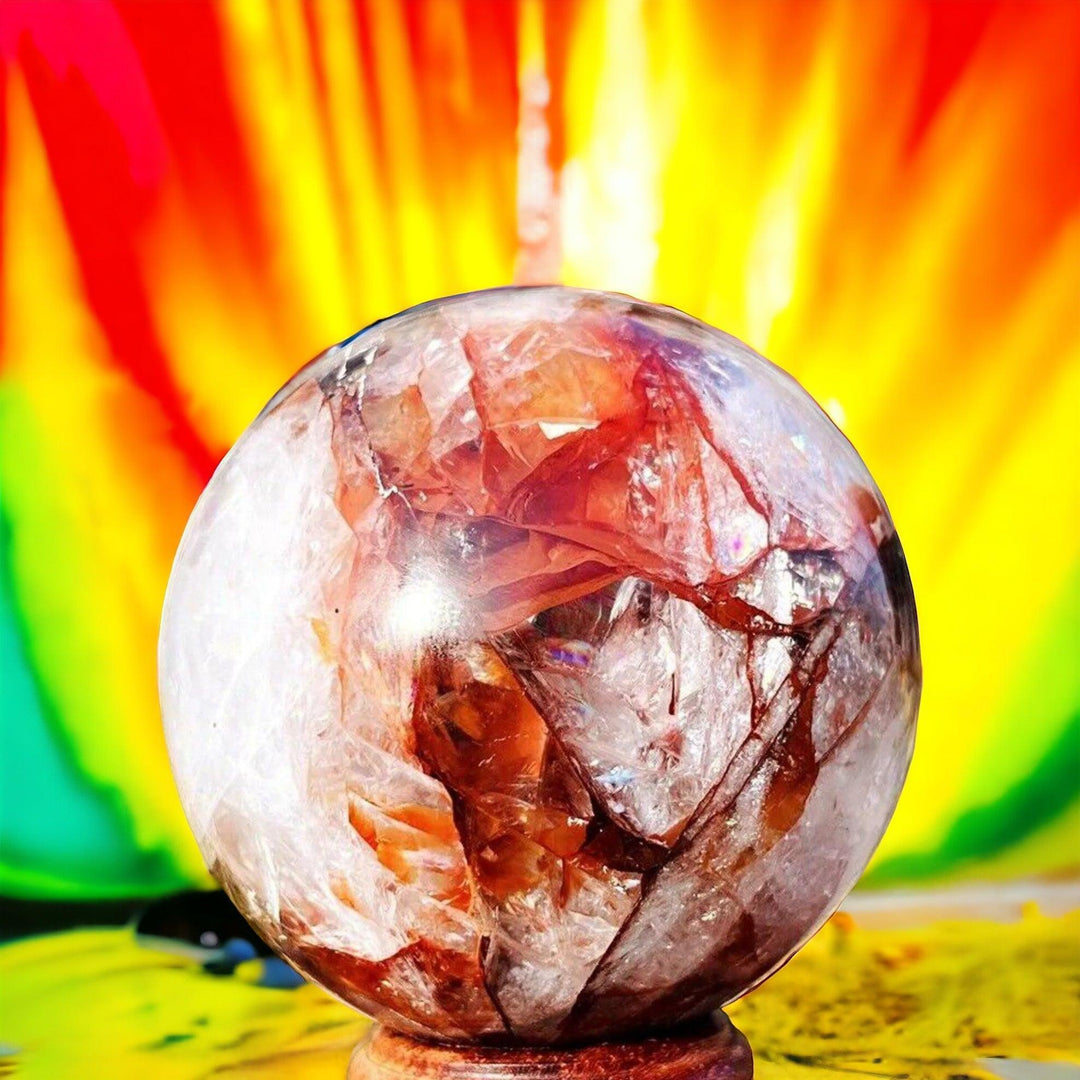 Hematoid Fire Quartz crystal with red Hematite inclusions for grounding and energy