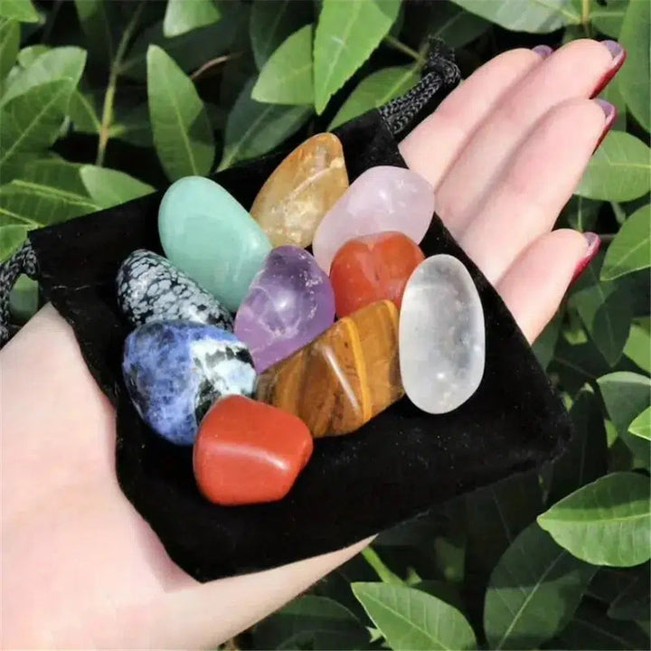 10 Tumbled Crystals In Velvet Pouch