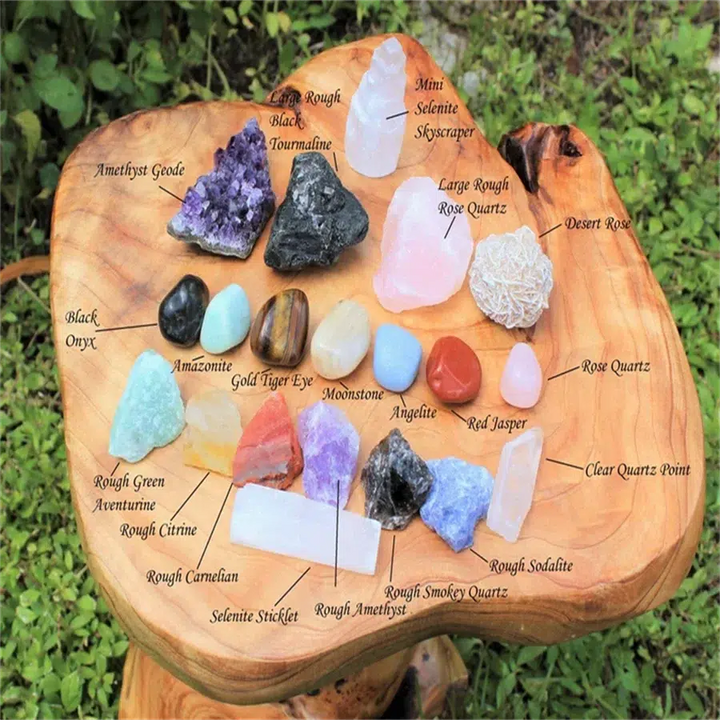 20 pc Crystal Kit - Natural Rough & Tumbled Specimens