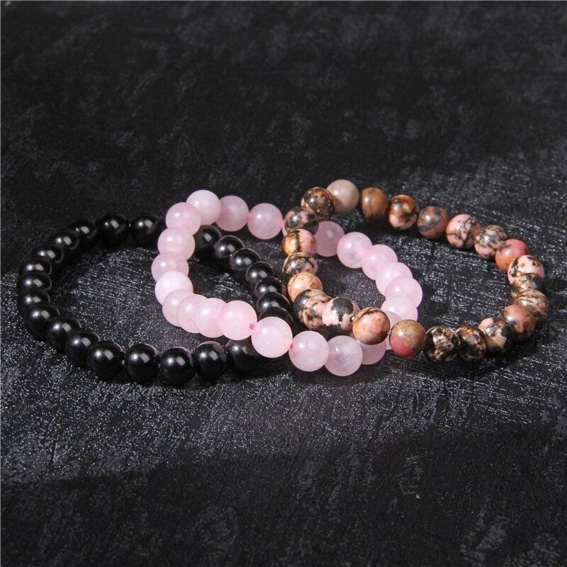 3 Pcs Natural Stone Bracelet 8mm