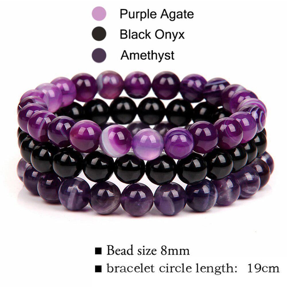 3 Pcs Natural Stone Bracelet 8mm