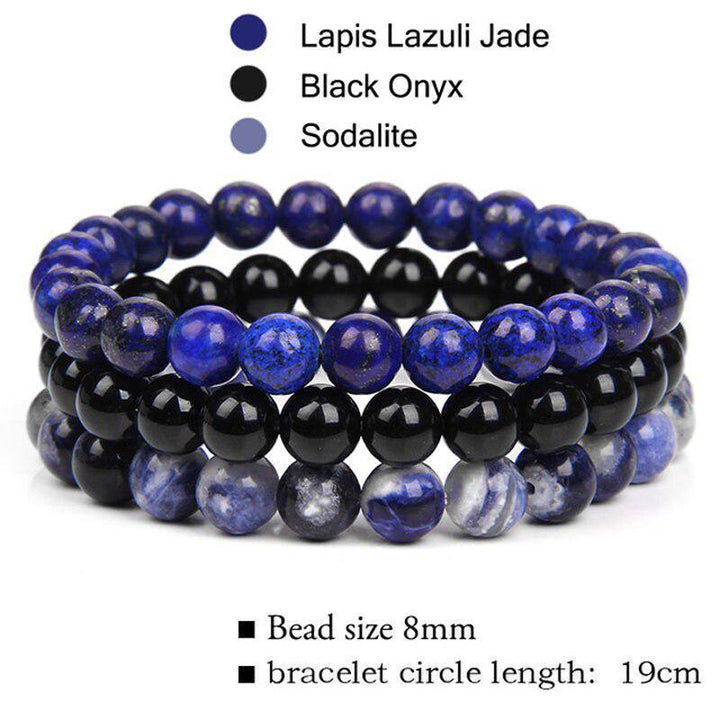 3 Pcs Natural Stone Bracelet 8mm