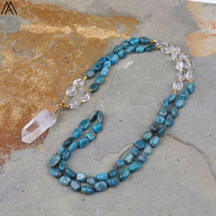 32 Types of Crystal Beaded Necklaces with Quartz Point Guru Stone