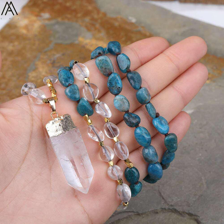 32 Types of Crystal Beaded Necklaces with Quartz Point Guru Stone