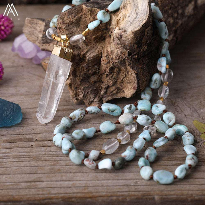 32 Types of Crystal Beaded Necklaces with Quartz Point Guru Stone