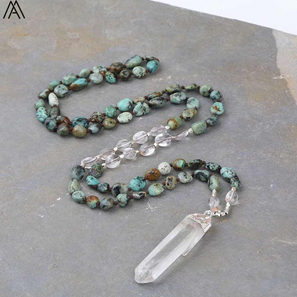 32 Types of Crystal Beaded Necklaces with Quartz Point Guru Stone