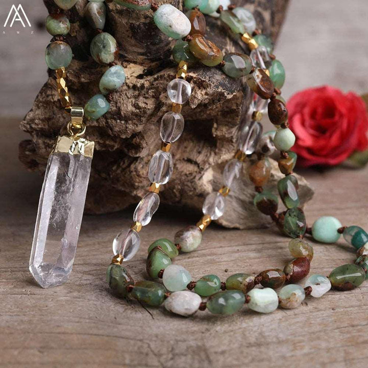 32 Types of Crystal Beaded Necklaces with Quartz Point Guru Stone