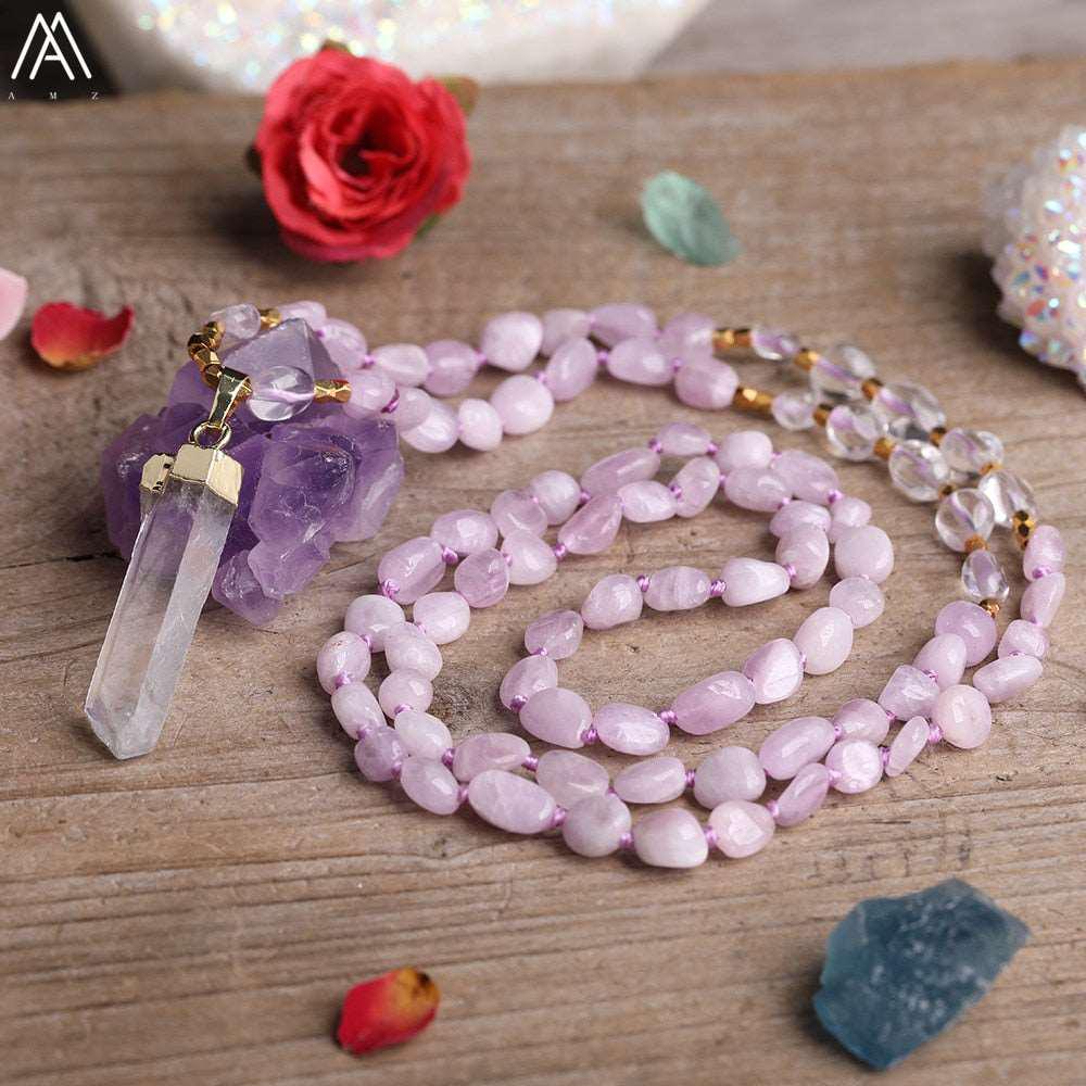 32 Types of Crystal Beaded Necklaces with Quartz Point Guru Stone