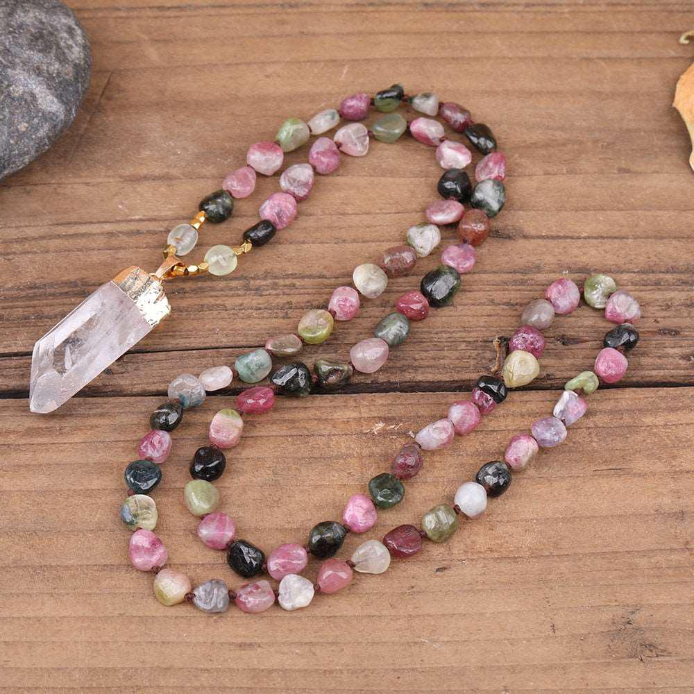 32 Types of Crystal Beaded Necklaces with Quartz Point Guru Stone