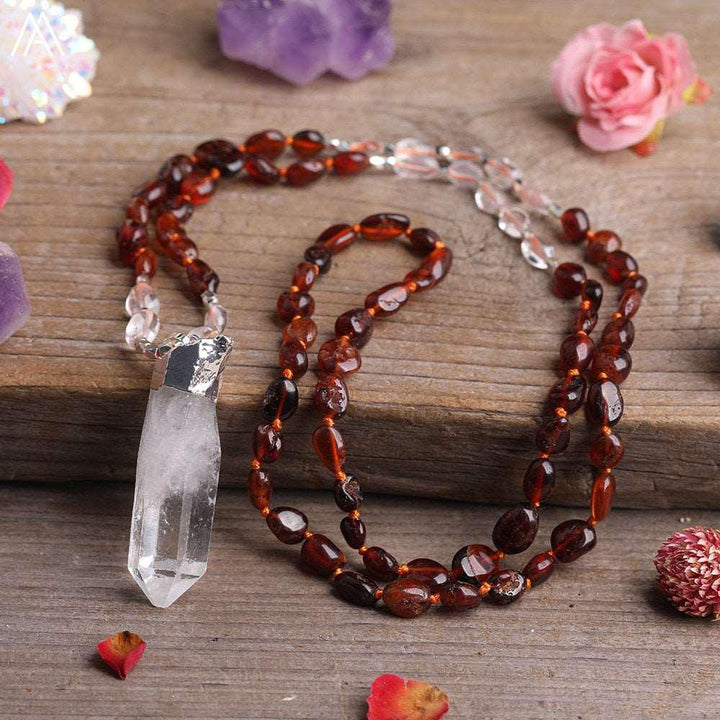 32 Types of Crystal Beaded Necklaces with Quartz Point Guru Stone