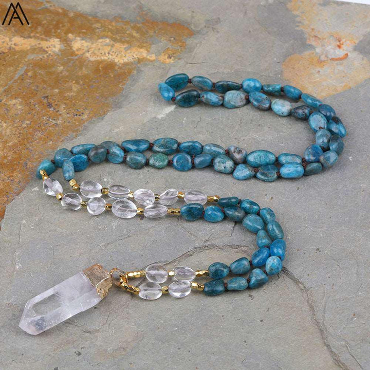 32 Types of Crystal Beaded Necklaces with Quartz Point Guru Stone