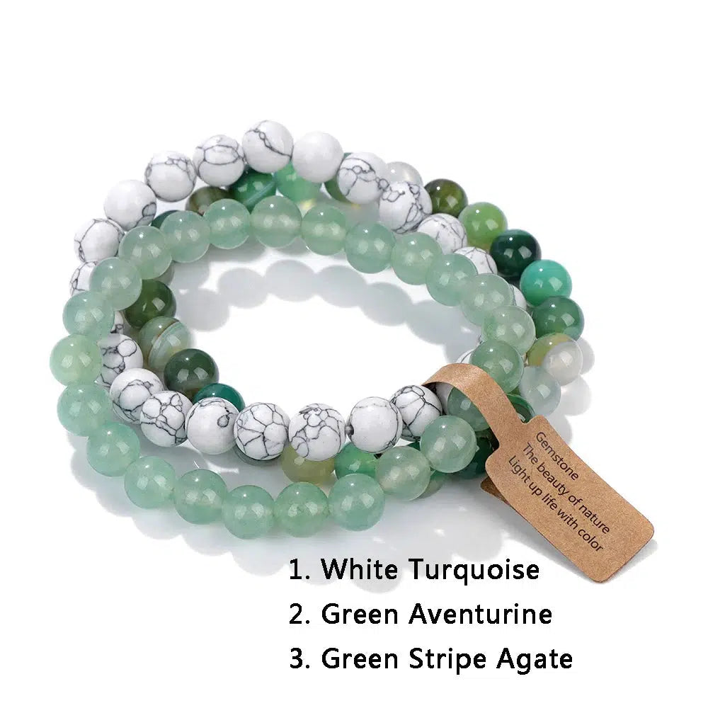 3PCS Natural Stone Bracelet Set