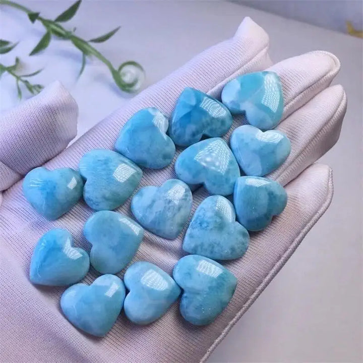 3pcs Natural Larimar Hearts - 14-17mm