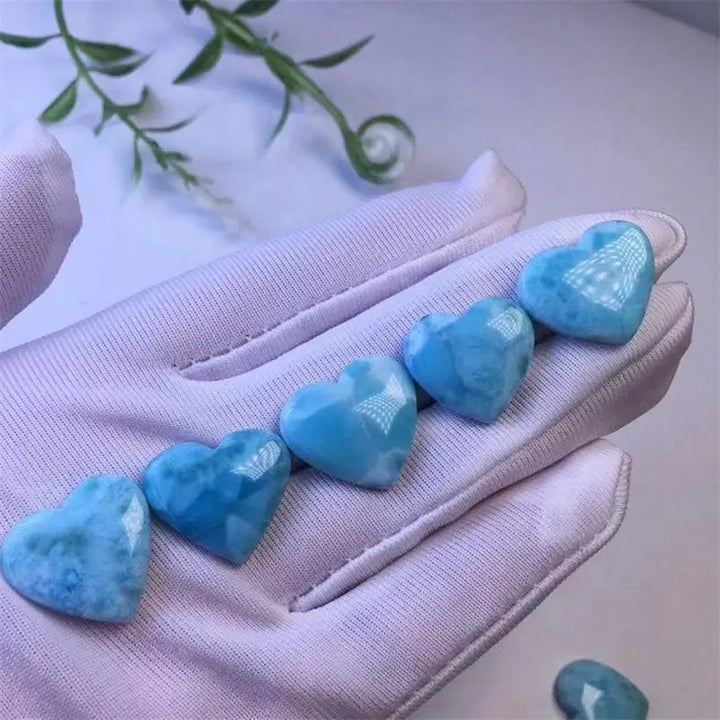 3pcs Natural Larimar Hearts - 14-17mm