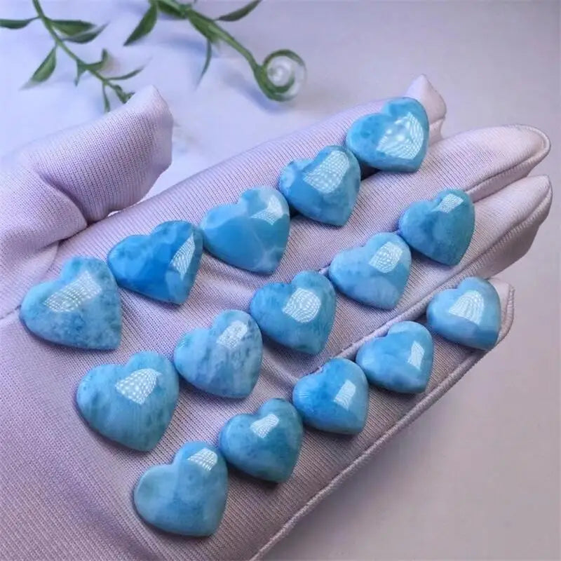 3pcs Natural Larimar Hearts - 14-17mm