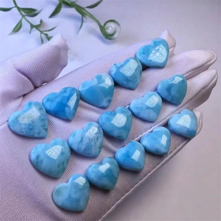 3pcs Natural Larimar Hearts - 14-17mm