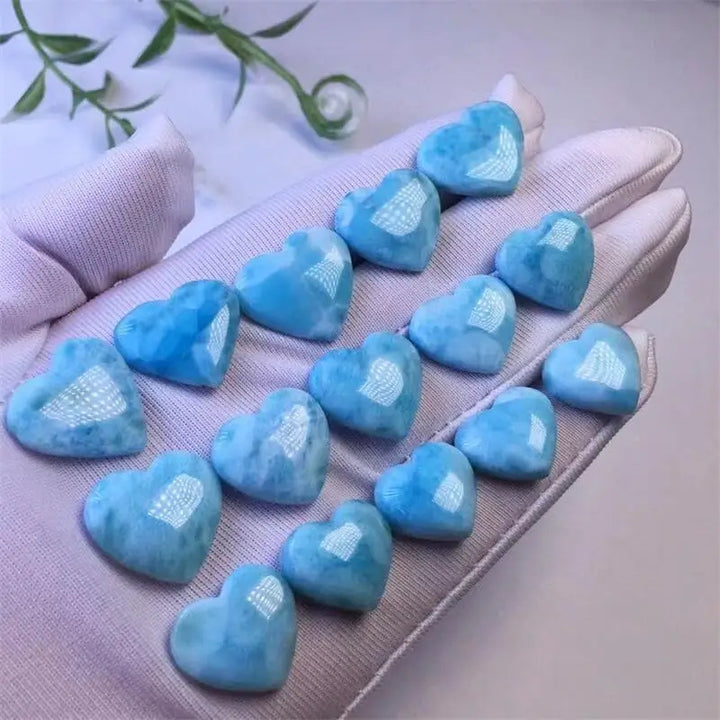 3pcs Natural Larimar Hearts - 14-17mm