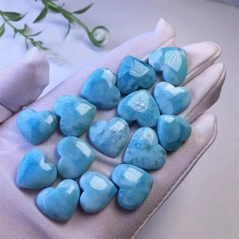 3pcs Natural Larimar Hearts - 14-17mm