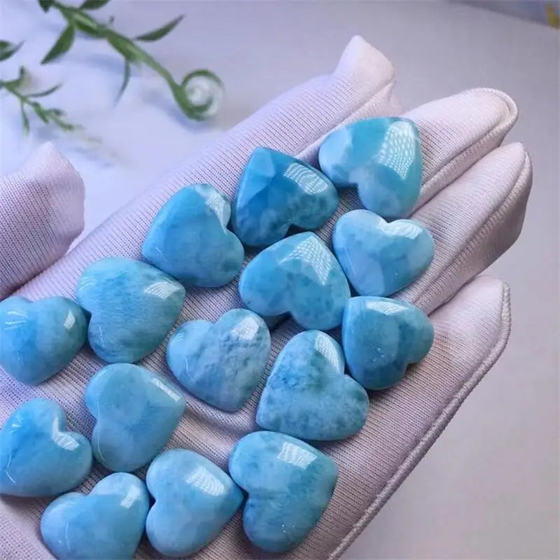 3pcs Natural Larimar Hearts - 14-17mm