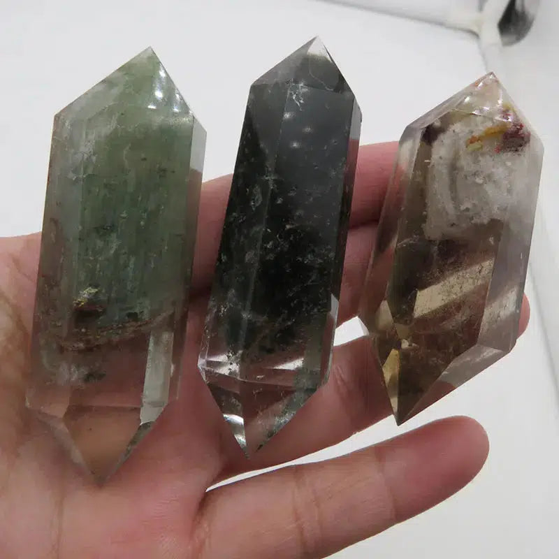 3pcs Phantom Quartz Double Points