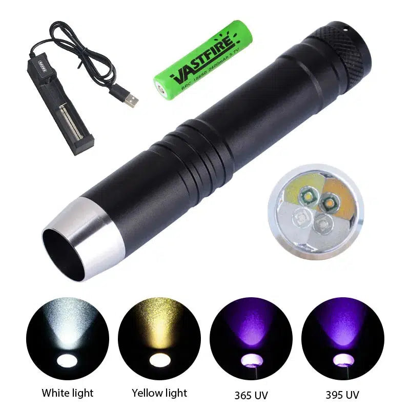 4 Light Source Gemstone Identification UV Flashlight Rechargeable