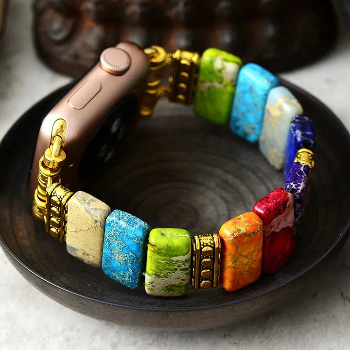 7 Chakra Imperial Jasper Elastic Apple Watch Strap