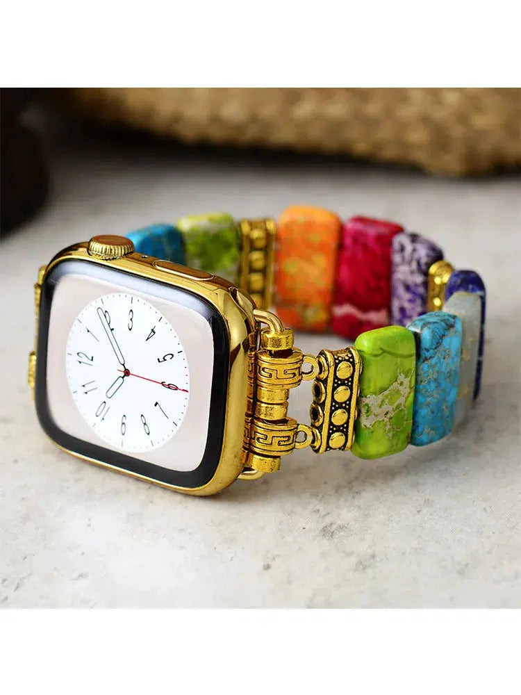 7 Chakra Imperial Jasper Elastic Apple Watch Strap