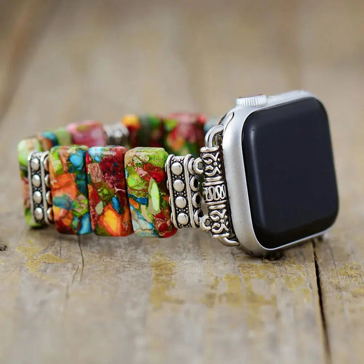 7 Chakra Imperial Jasper Elastic Apple Watch Strap