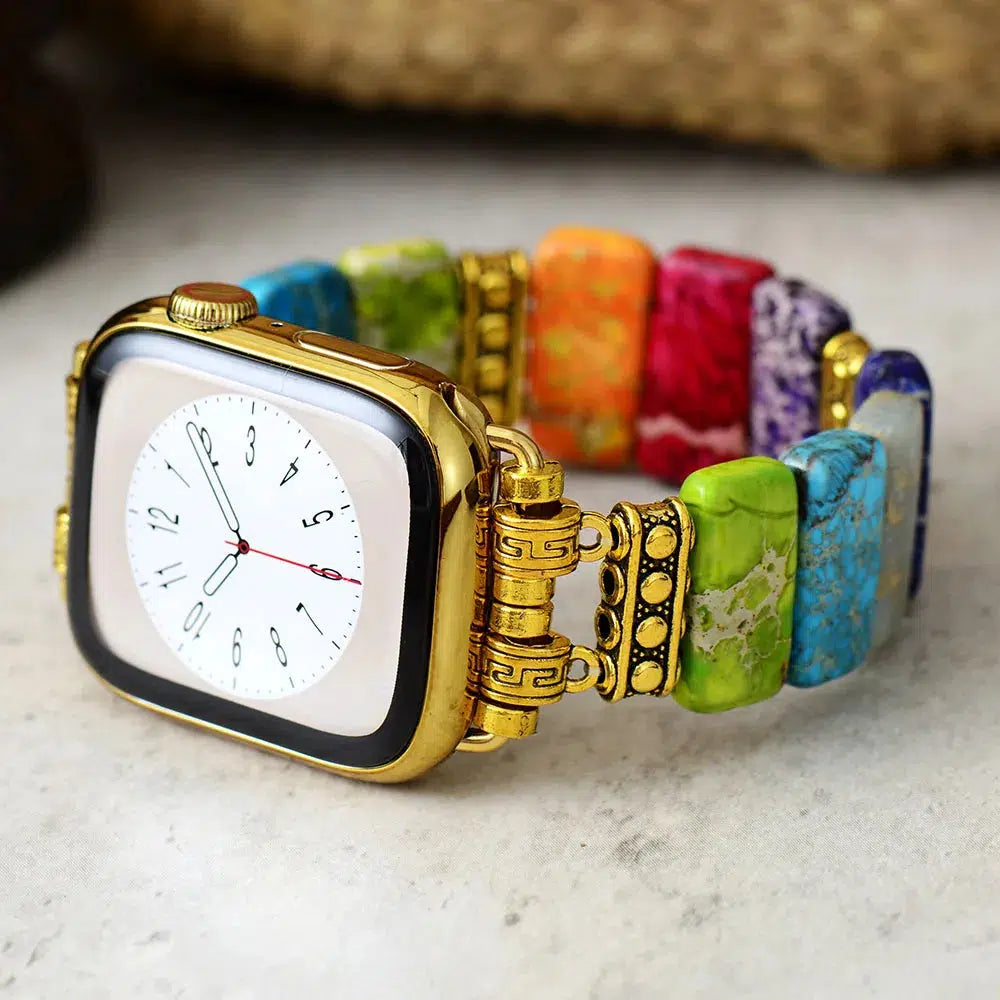 7 Chakra Imperial Jasper Elastic Apple Watch Strap