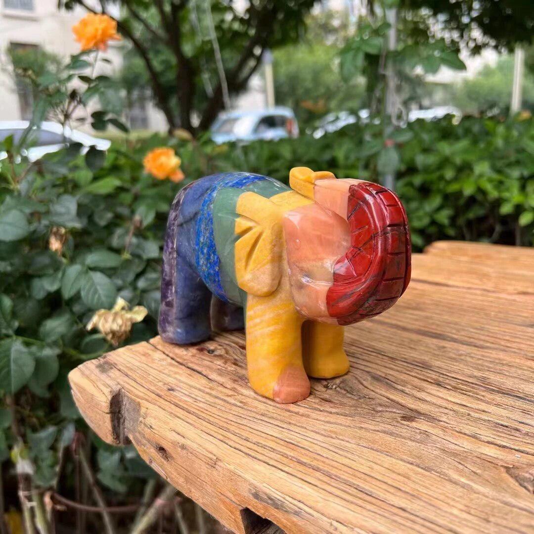 7 Chakras Hand Carved Elephant