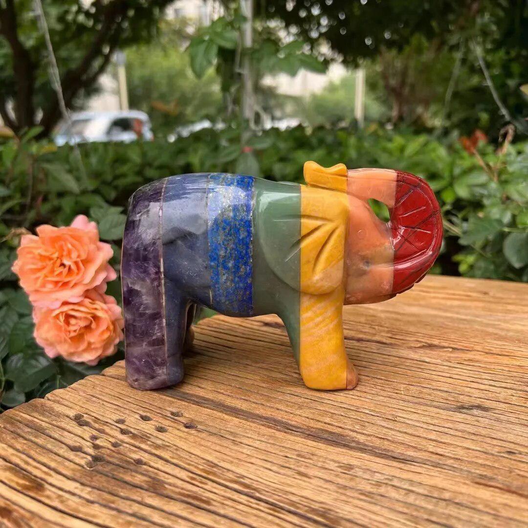 7 Chakras Hand Carved Elephant