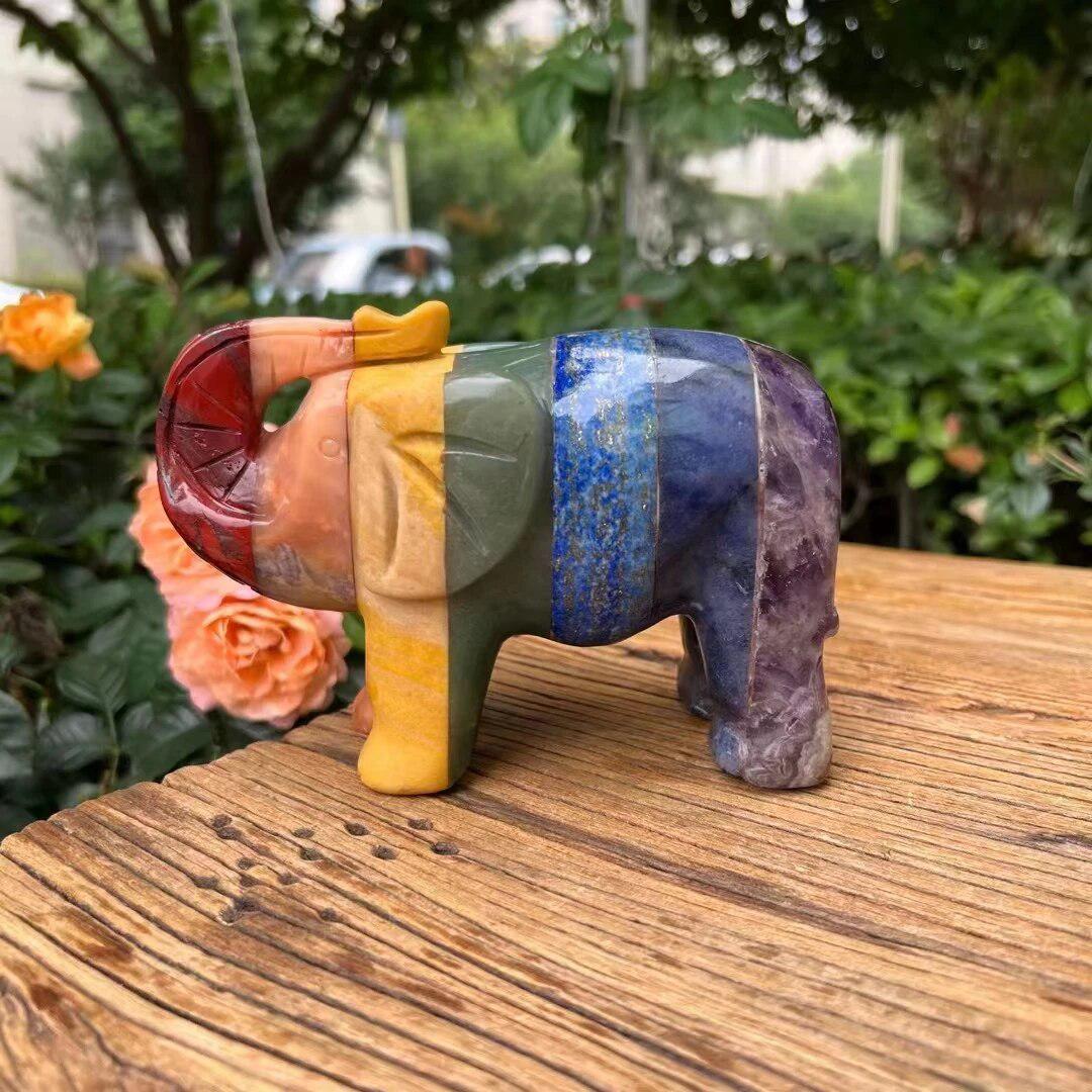 7 Chakras Hand Carved Elephant