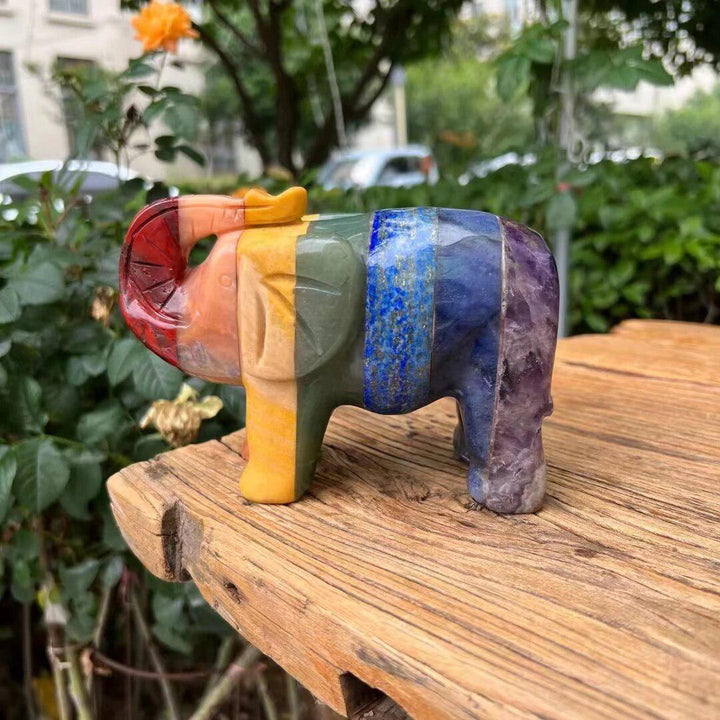 7 Chakras Hand Carved Elephant