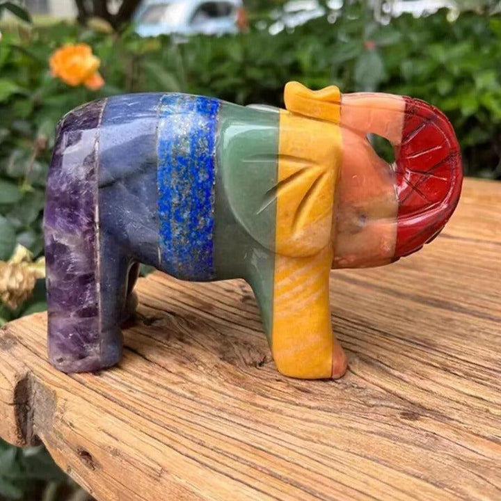 7 Chakras Hand Carved Elephant