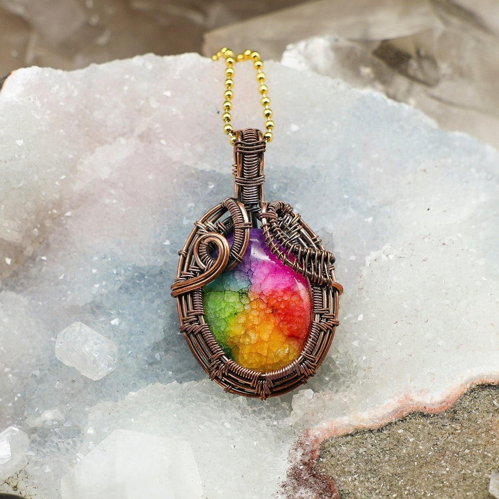 CHAKRA Pendant, RUTIALED QUARTZ newest natural stone, Copper Wire Wrap pendant, /Jds/