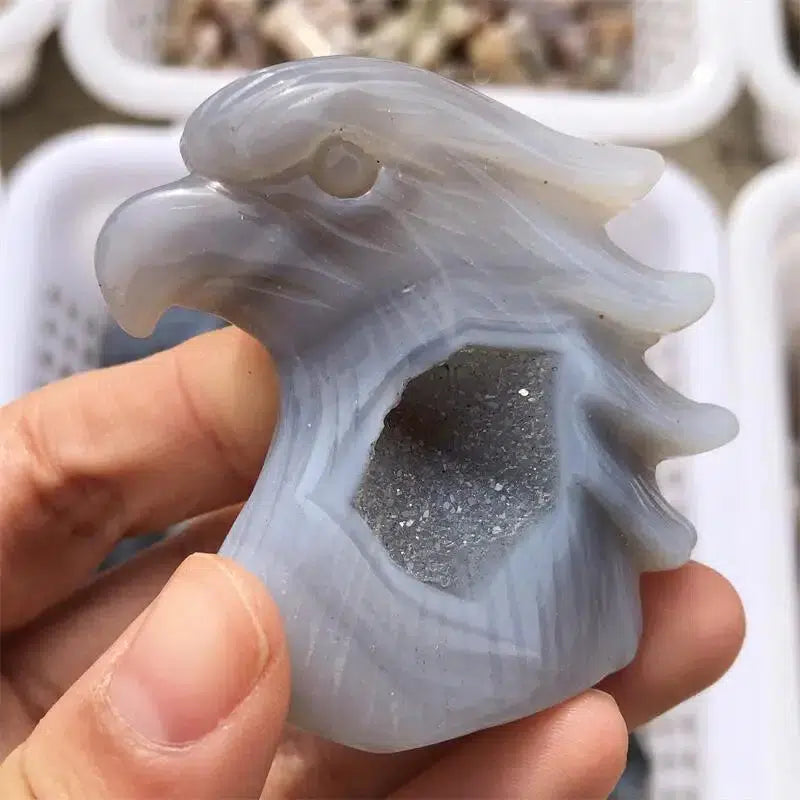 Agate Druzy Eagle Carving